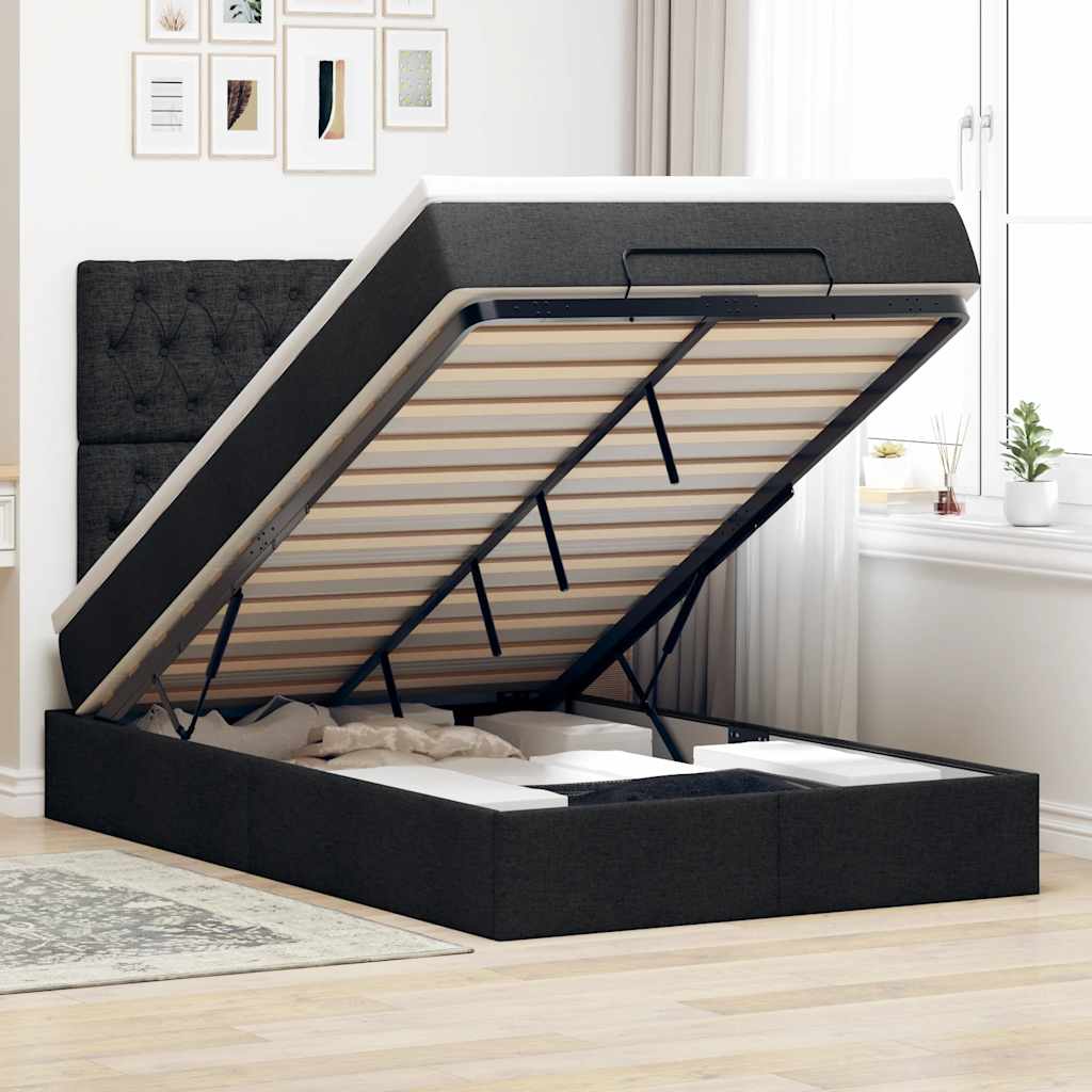 JUNG Vida Ottoman-Bett mit Matratze Schwarz 120x200 cm Stoff
