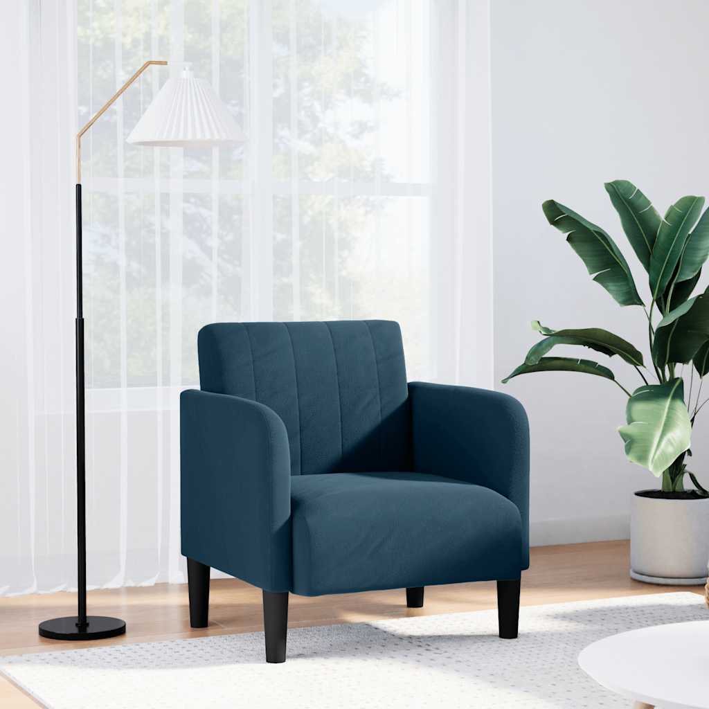 JUNG Vida Sessel mit Armlehnen Blau 54 cm Samt