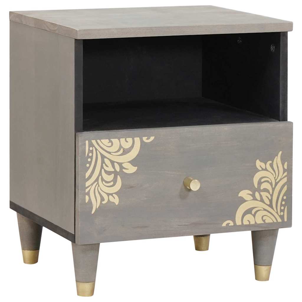 JUNG Vida Nachttisch mit Schubladen Grau 40 x 33 x 46 cm Massivholz Mango