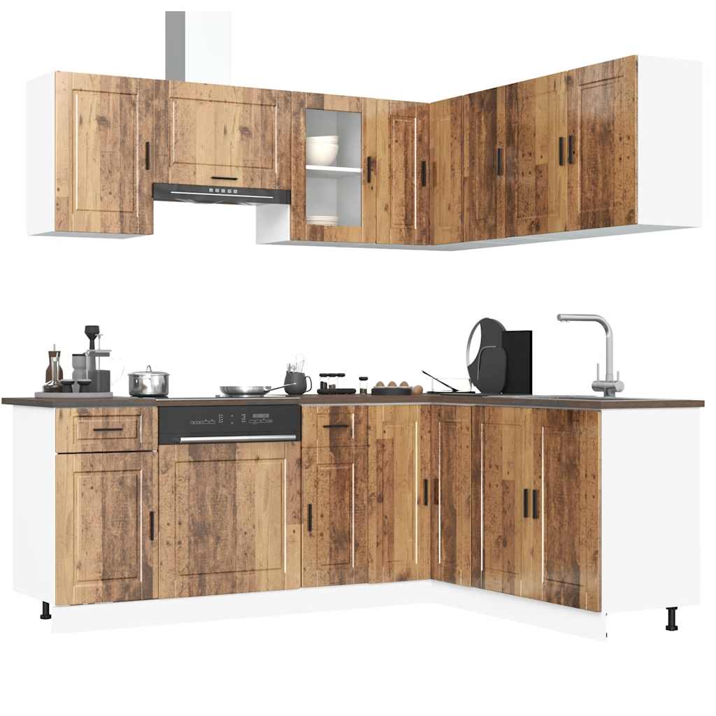 JUNG Vida 11-tlg. Küchenschrank-Set Porto Altholz-Optik Holzwerkstoff