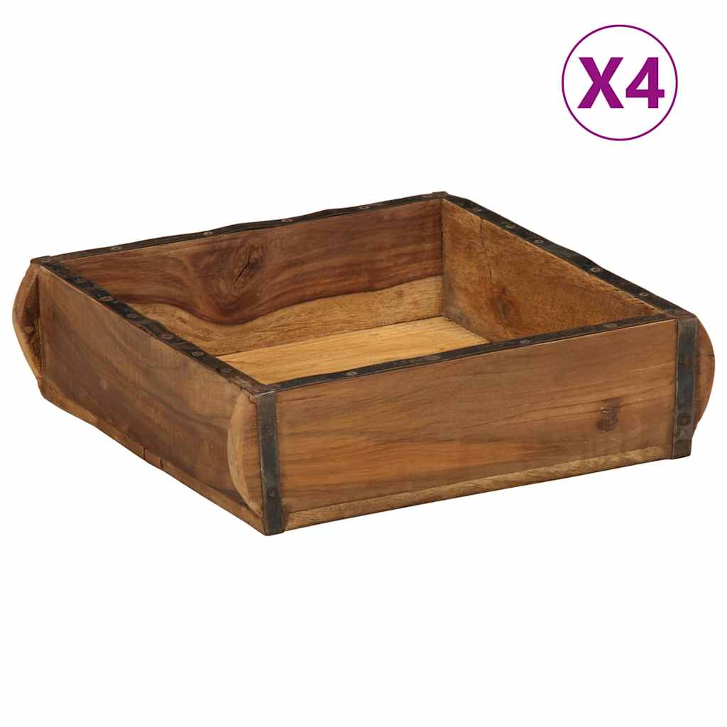 JUNG Vida Tablett 4 pcs Braun 29 x 31 x 10 cm Massives upgecyceltes Holz