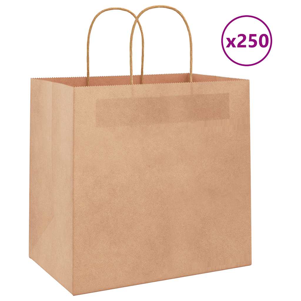 JUNG Vida Papiertragetaschen 250 Stk. mit Henkeln Braun 26x17x25 cm