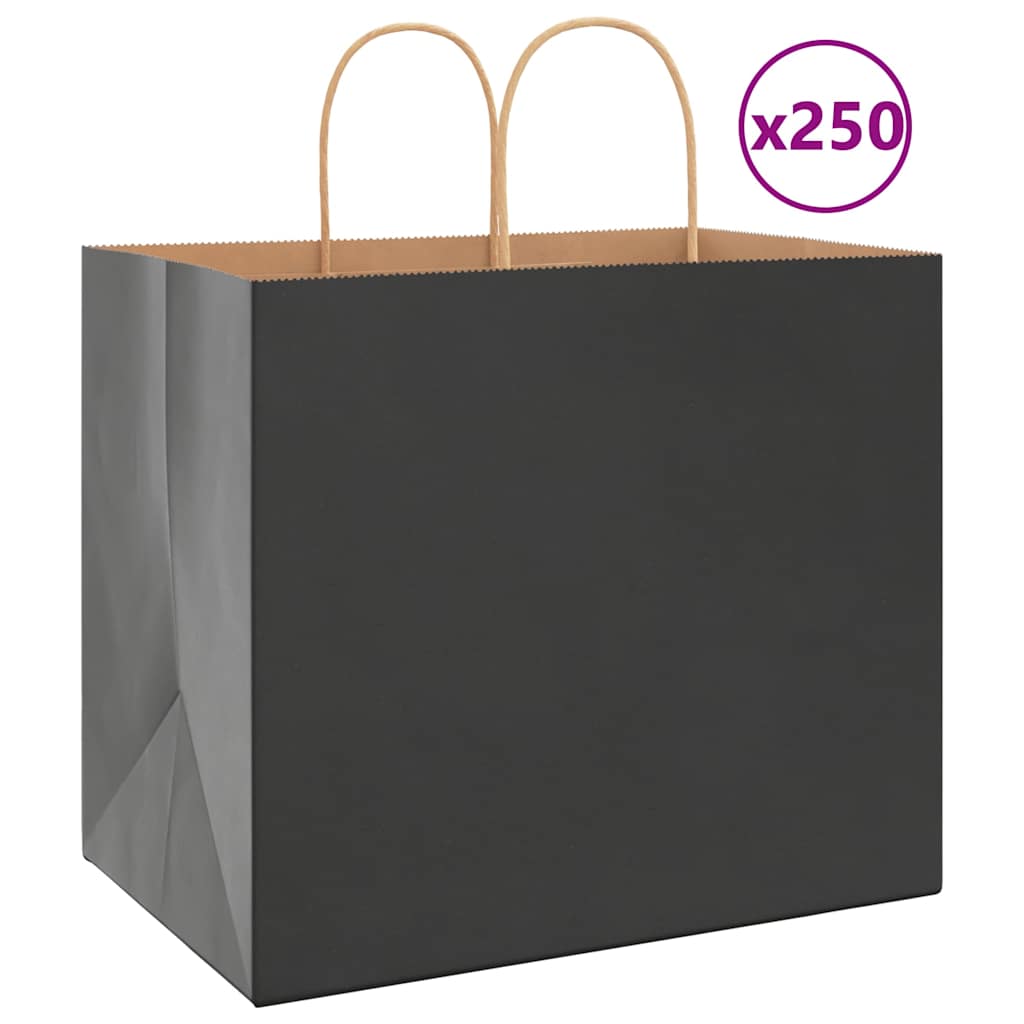 JUNG Vida Papiertragetaschen 250 Stk. mit Henkeln Schwarz 32x22x28 cm