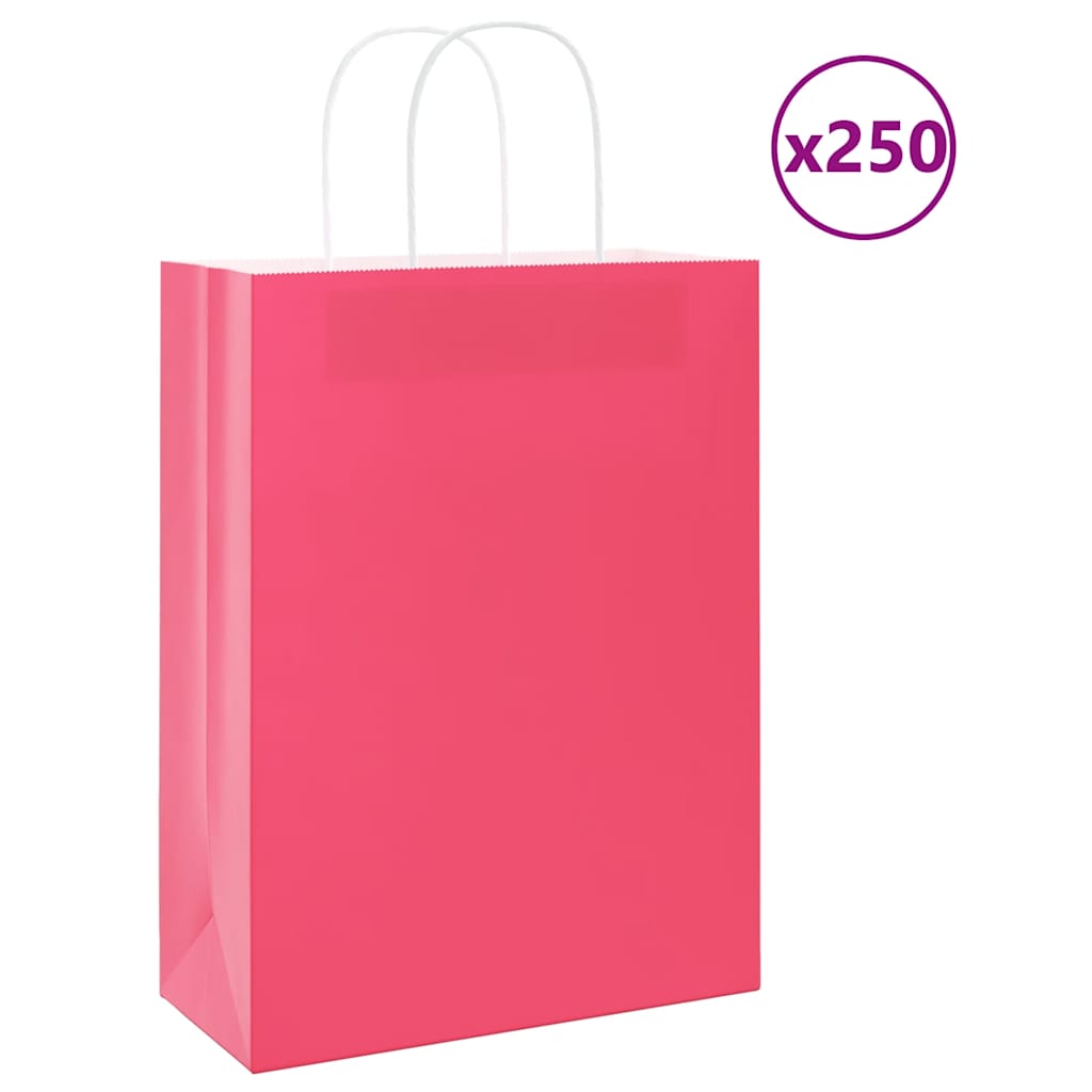 JUNG Vida Papiertragetaschen 250 Stk. mit Henkeln Rosa 26x12x35 cm