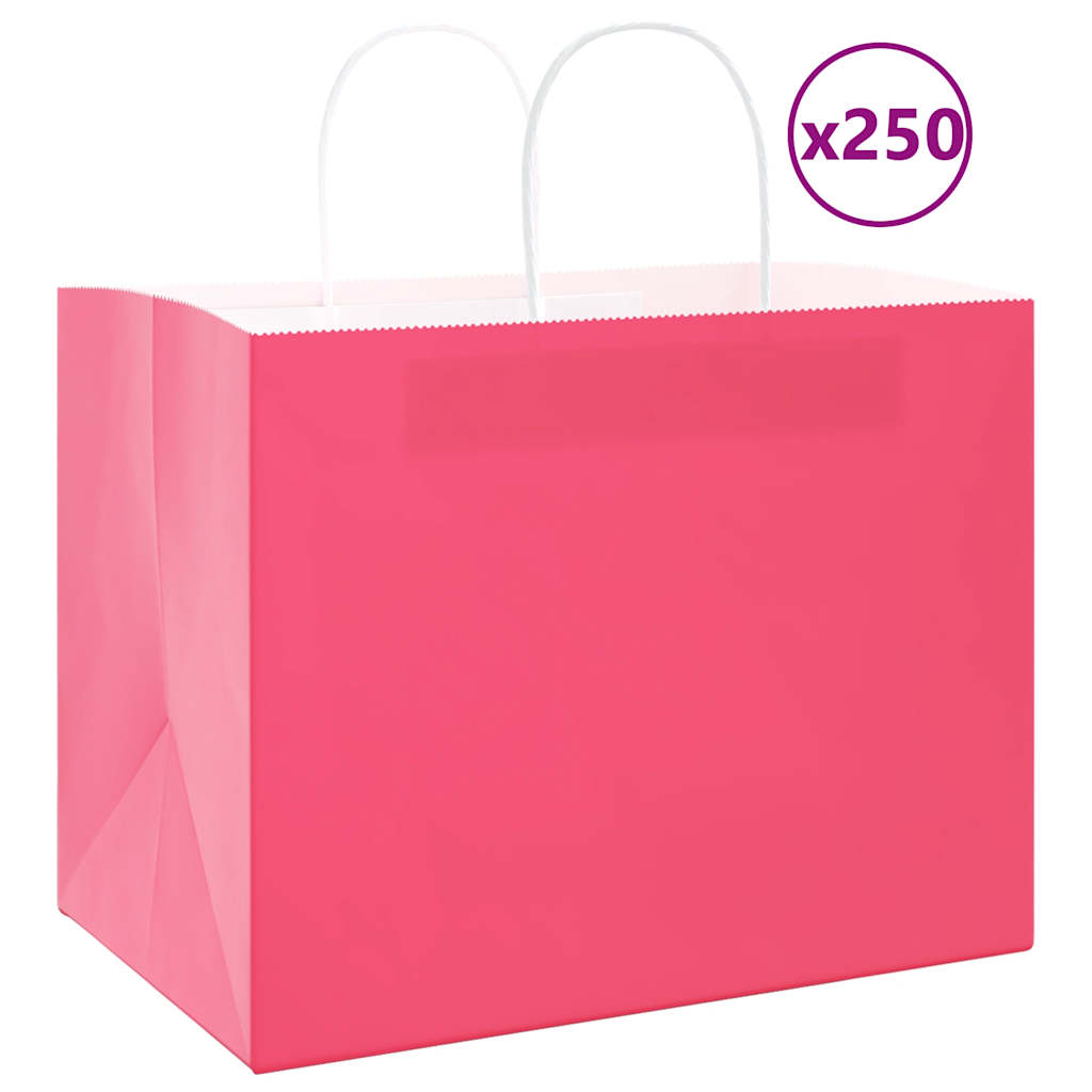 JUNG Vida Papiertragetaschen 250 Stk. mit Henkeln Rosa 32x22x24 cm