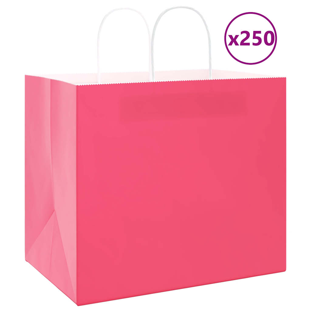 JUNG Vida Papiertragetaschen 250 Stk. mit Henkeln Rosa 32x22x28 cm