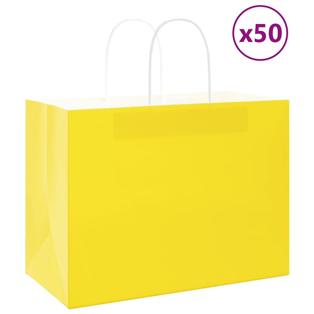 JUNG Vida Papiertragetaschen 50 Stk. mit Henkeln Gelb 32x17x25 cm