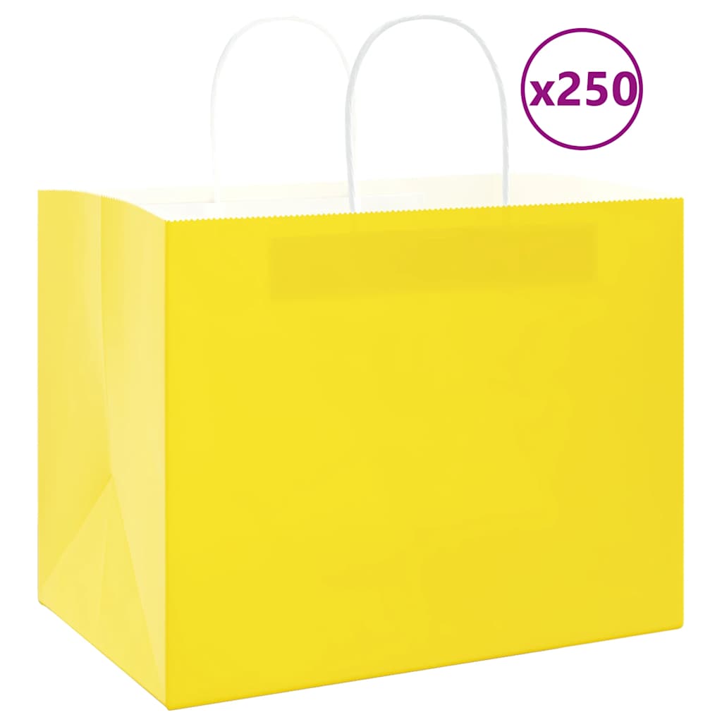 JUNG Vida Papiertragetaschen 250 Stk. mit Henkeln Gelb 32x22x24 cm
