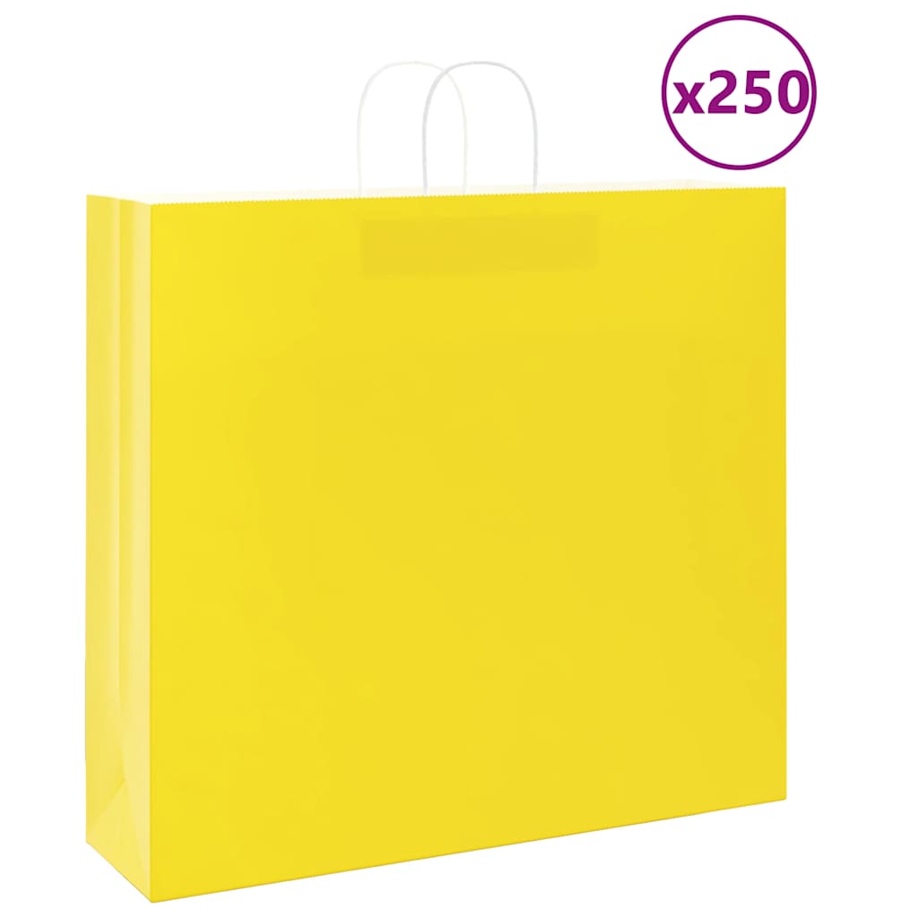 JUNG Vida Papiertragetaschen 250 Stk. mit Henkeln Gelb 54x15x49 cm