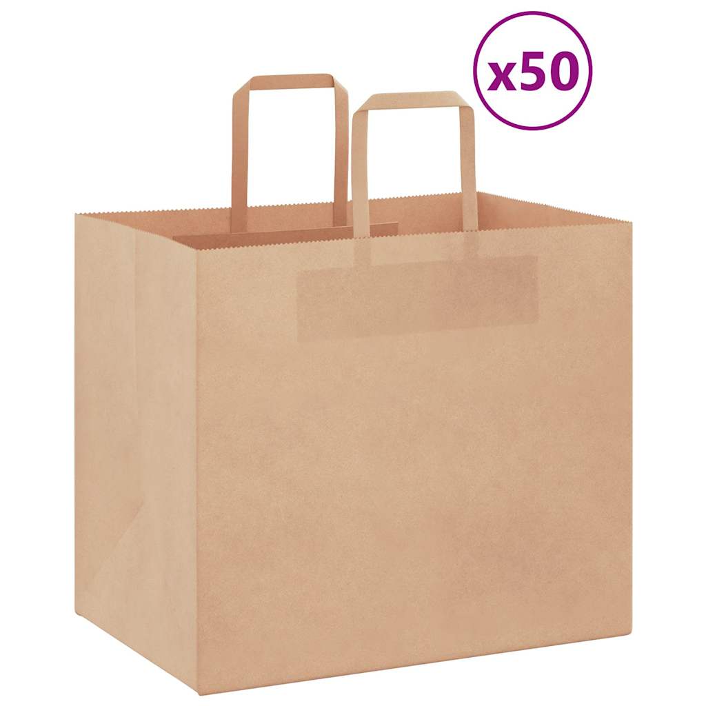 JUNG Vida Papiertragetaschen 50 Stk. mit Henkeln Braun 32x22x28 cm