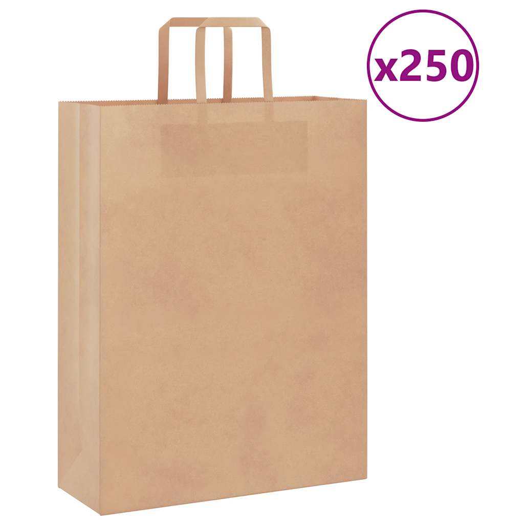 JUNG Vida Papiertragetaschen 250 Stk. mit Henkeln Braun 32x12x42 cm