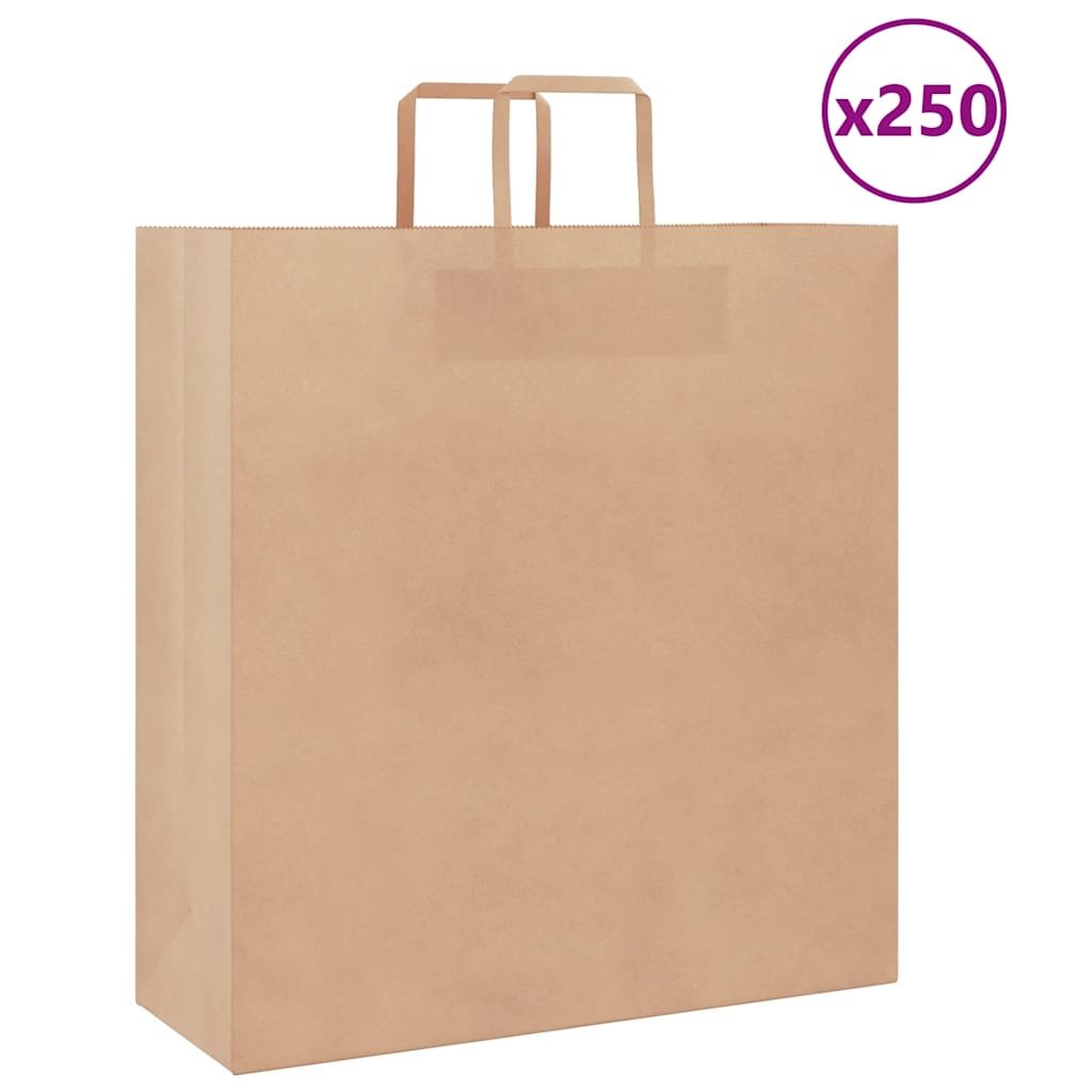 JUNG Vida Papiertragetaschen 250 Stk. mit Henkeln Braun 45x17x48 cm