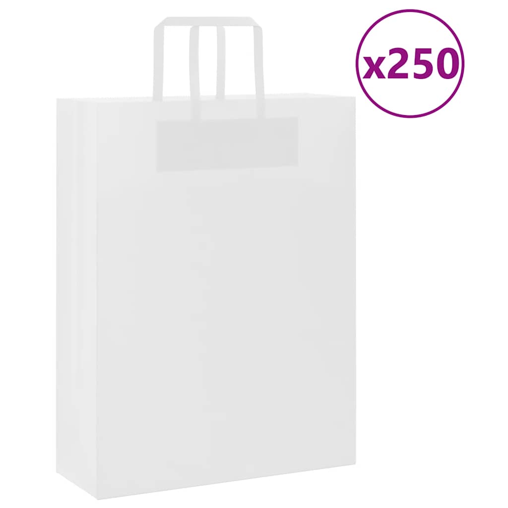 JUNG Vida Papiertragetaschen 250 Stk. mit Henkeln Weiß 32x12x42 cm