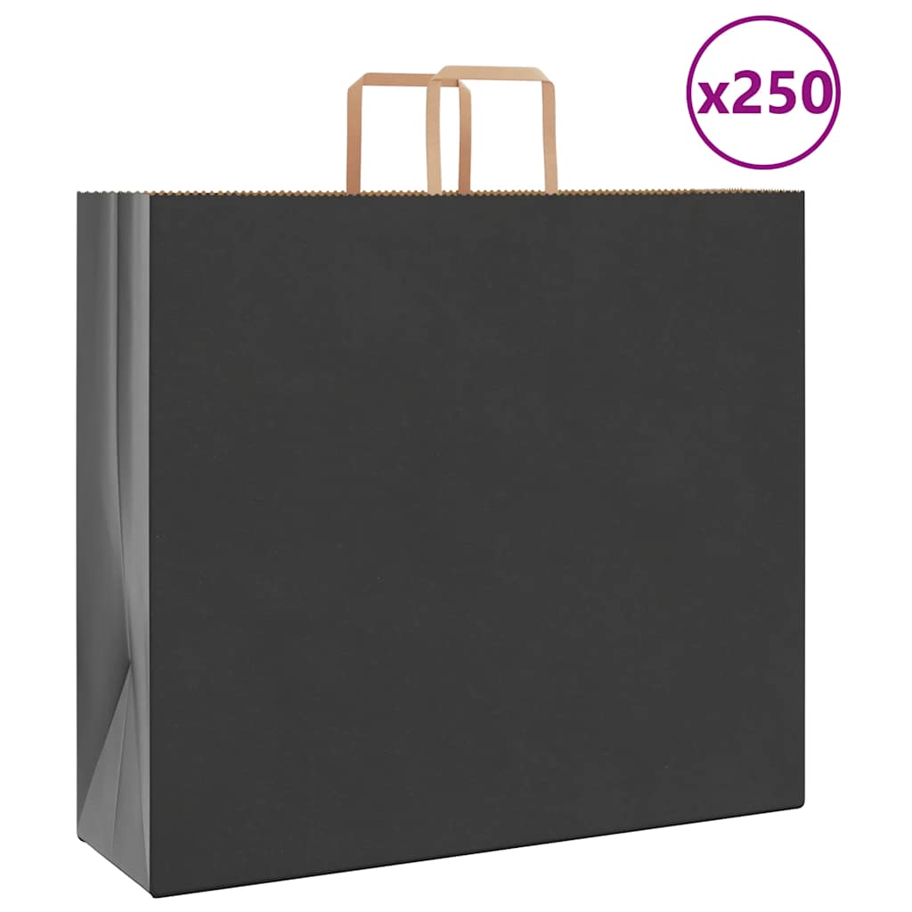 JUNG Vida Papiertragetaschen 250 Stk. mit Henkeln Schwarz 54x15x49 cm