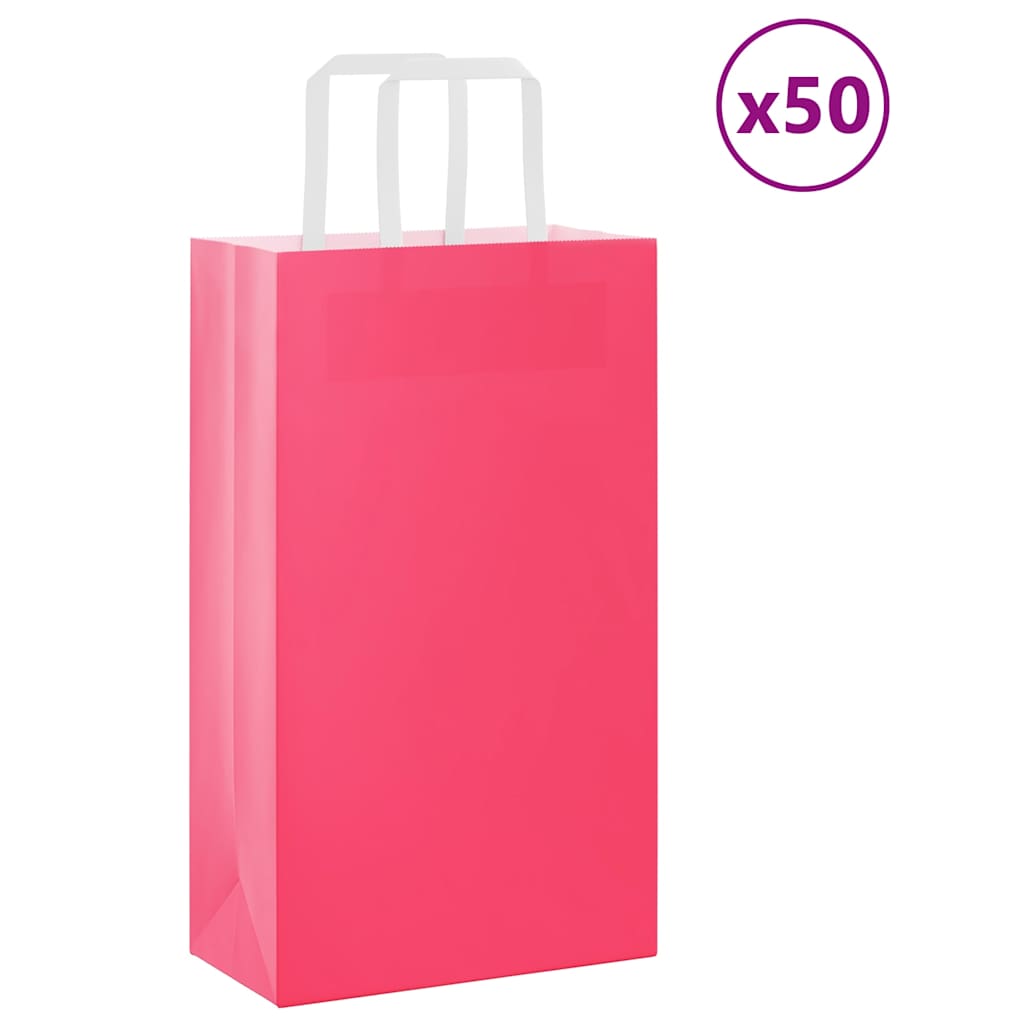 JUNG Vida Papiertragetaschen 50 Stk. mit Henkeln Rosa 21x11x36 cm