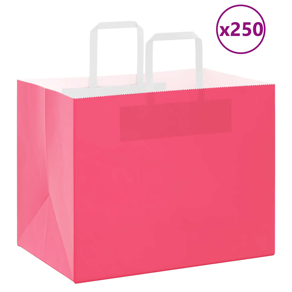 JUNG Vida Papiertragetaschen 250 Stk. mit Henkeln Rosa 32x22x24 cm