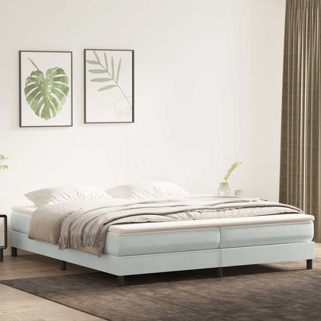 JUNG Vida Boxspringbett ohne Matratze Hellgrau 200x220 cm Samt