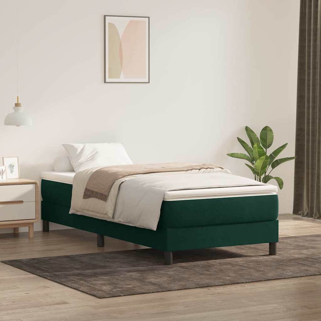 JUNG Vida Boxspringbett ohne Matratze Dunkelgrün 200x220 cm Samt