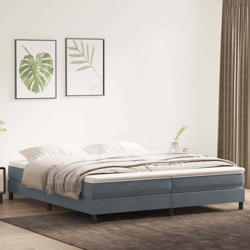JUNG Vida Boxspringbett mit Matratze Dunkelgrau 180x210 cm Samt