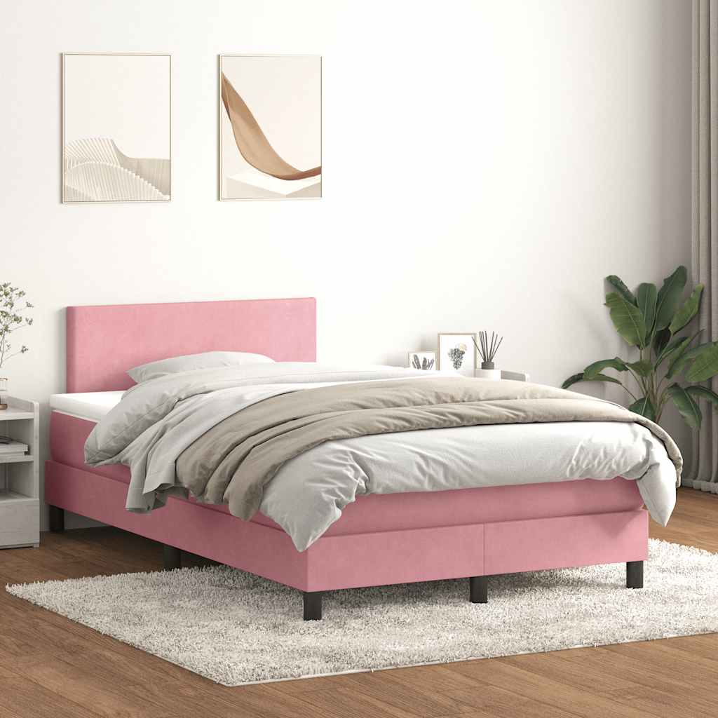 JUNG Vida Boxspringbett mit Matratze Rosa 120x210 cm Samt