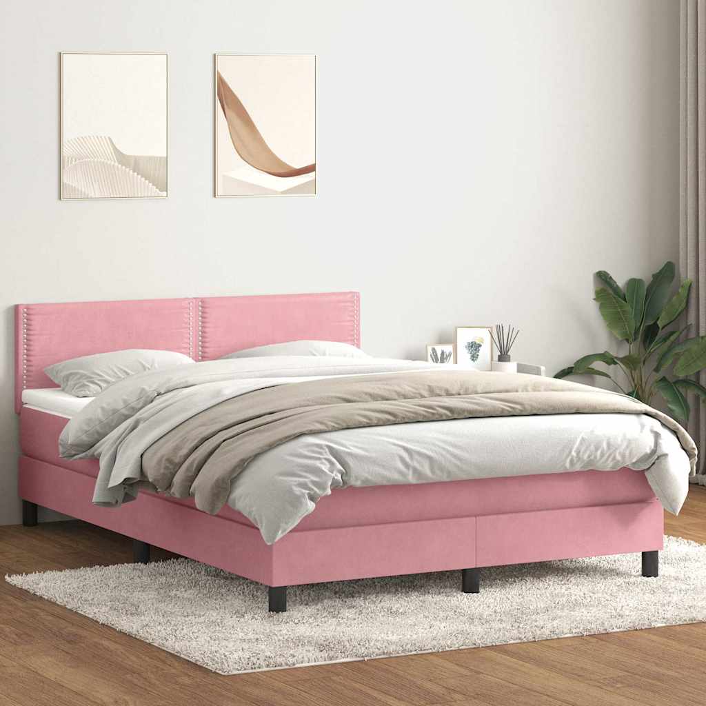 JUNG Vida Boxspringbett mit Matratze Rosa 160x220 cm Samt
