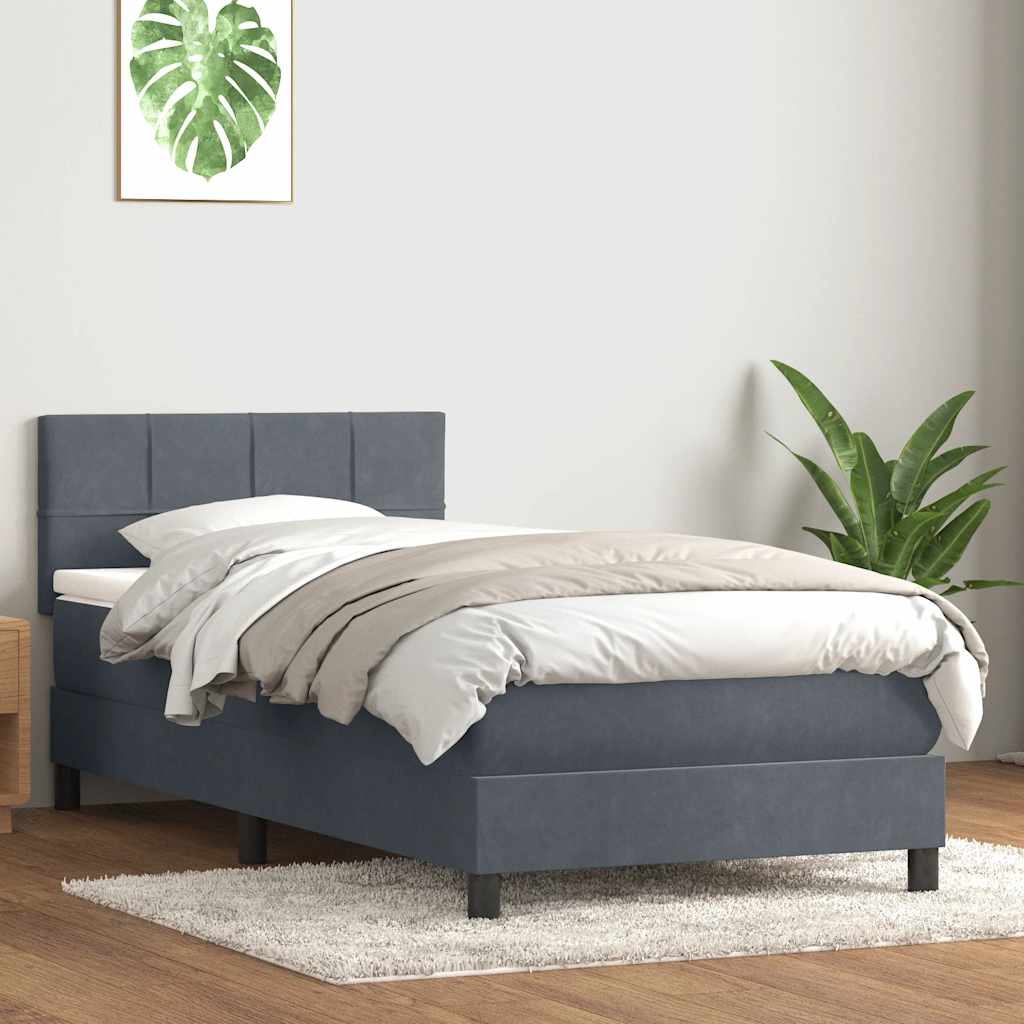 JUNG Vida Boxspringbett mit Matratze Dunkelgrau 90x210 cm Samt