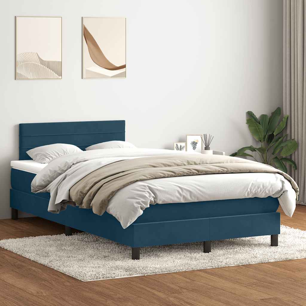 JUNG Vida Boxspringbett mit Matratze Dunkelblau 120x210 cm Samt