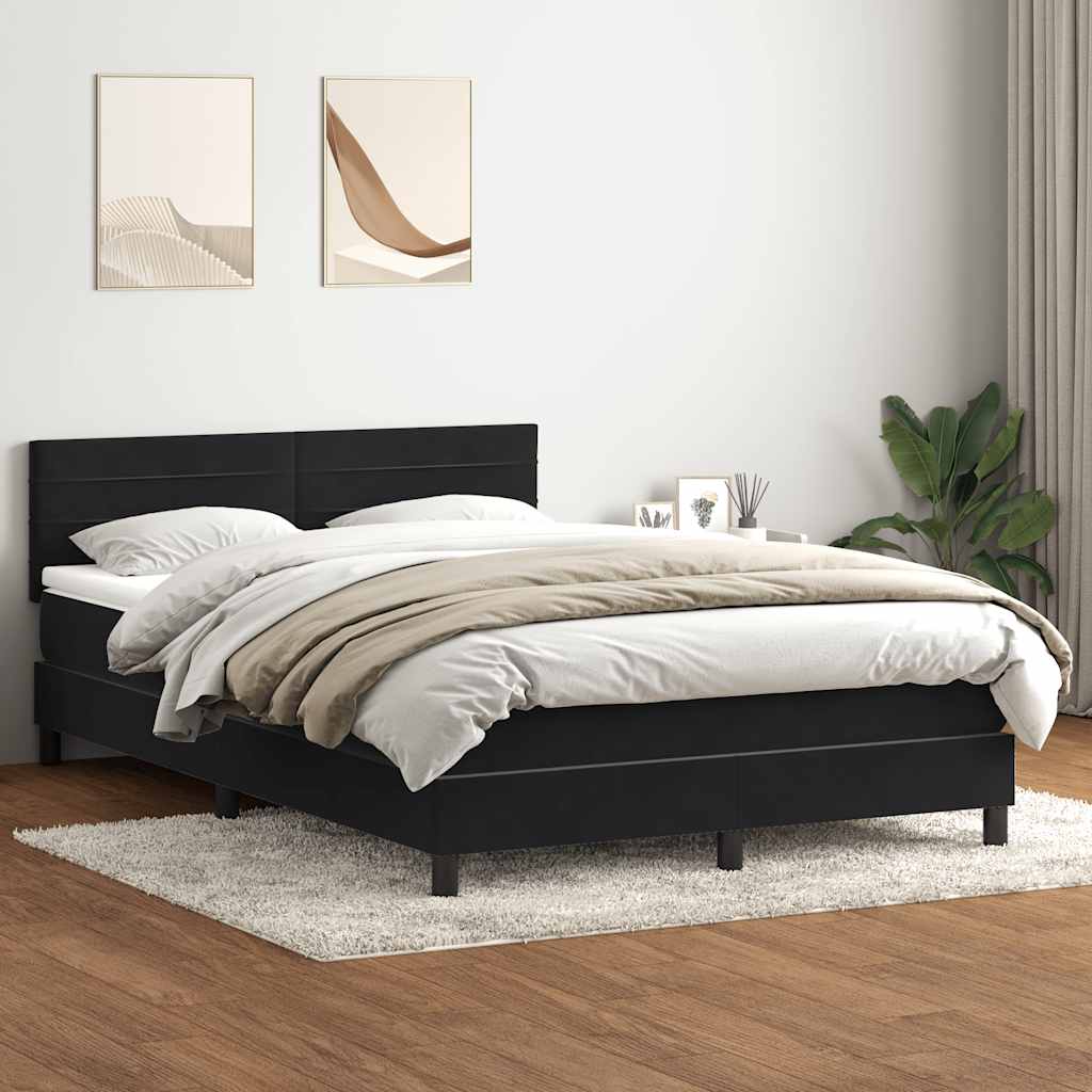 JUNG Vida Boxspringbett mit Matratze Schwarz 160x210 cm Samt