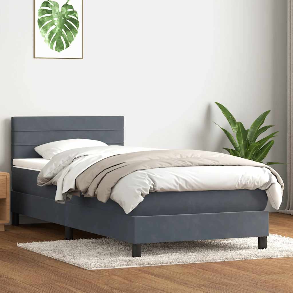 JUNG Vida Boxspringbett mit Matratze Dunkelgrau 80x220 cm Samt