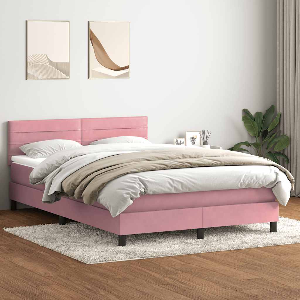 JUNG Vida Boxspringbett mit Matratze Rosa 140x220 cm Samt