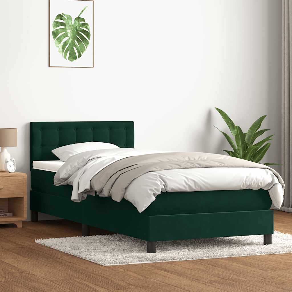 JUNG Vida Boxspringbett mit Matratze Dunkelgrün 80x220 cm Samt