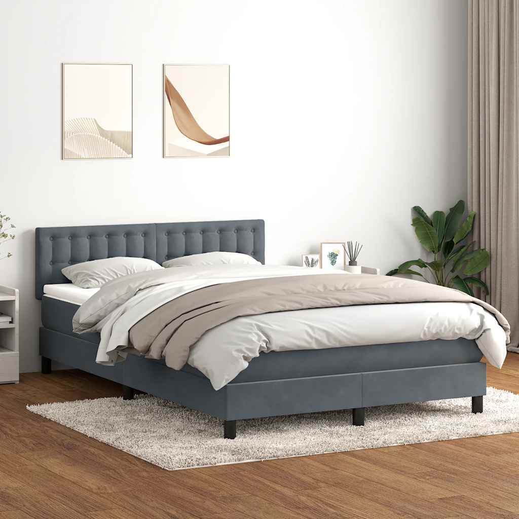 JUNG Vida Boxspringbett mit Matratze Dunkelgrau 160x220 cm Samt