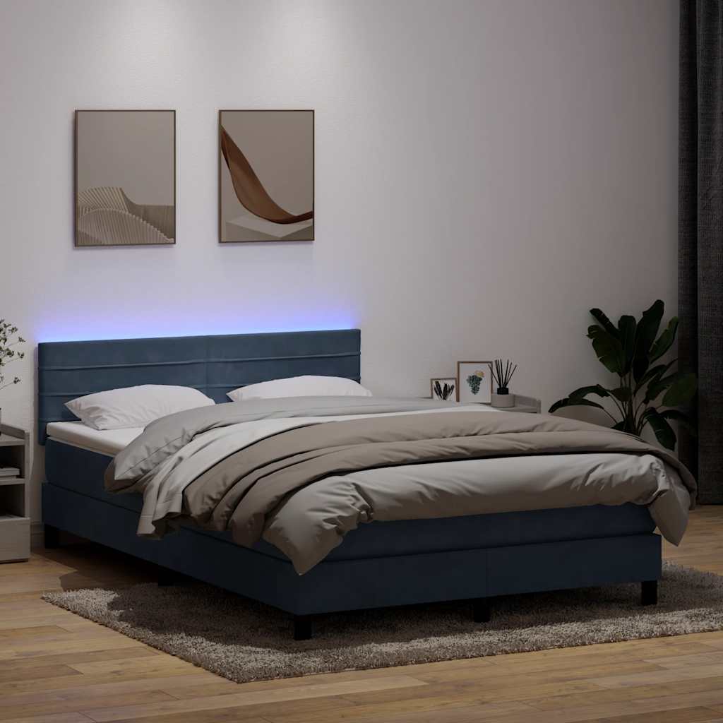 JUNG Vida Boxspringbett mit Matratze & LED Dunkelgrau 160x220 cm Samt