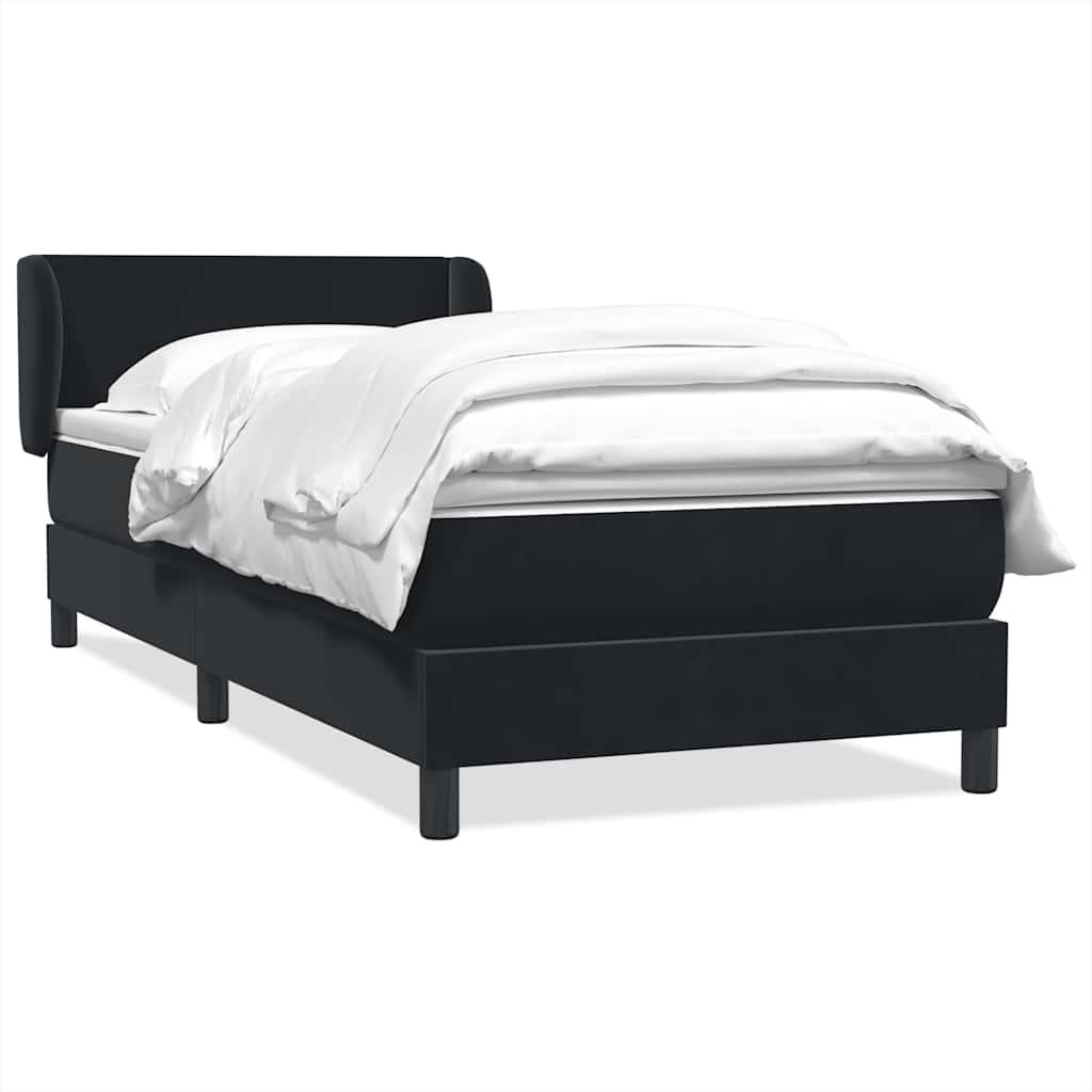 JUNG Vida Boxspringbett mit Matratze Schwarz 90x210 cm Samt
