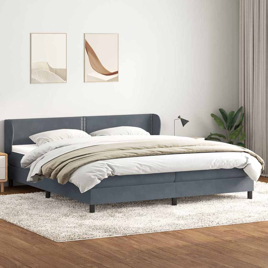 JUNG Vida Boxspringbett mit Matratzen Dunkelgrau 180x210 cm Samt