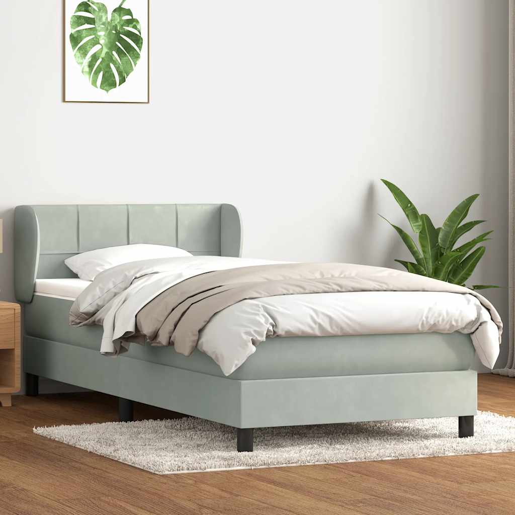 JUNG Vida Boxspringbett mit Matratze Hellgrau 80x210 cm Samt