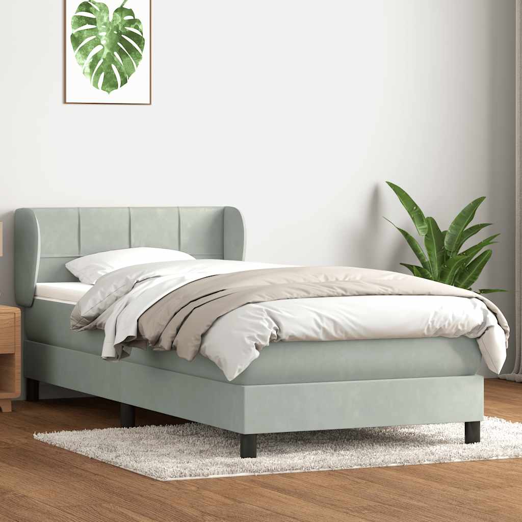JUNG Vida Boxspringbett mit Matratze Hellgrau 80x220 cm Samt