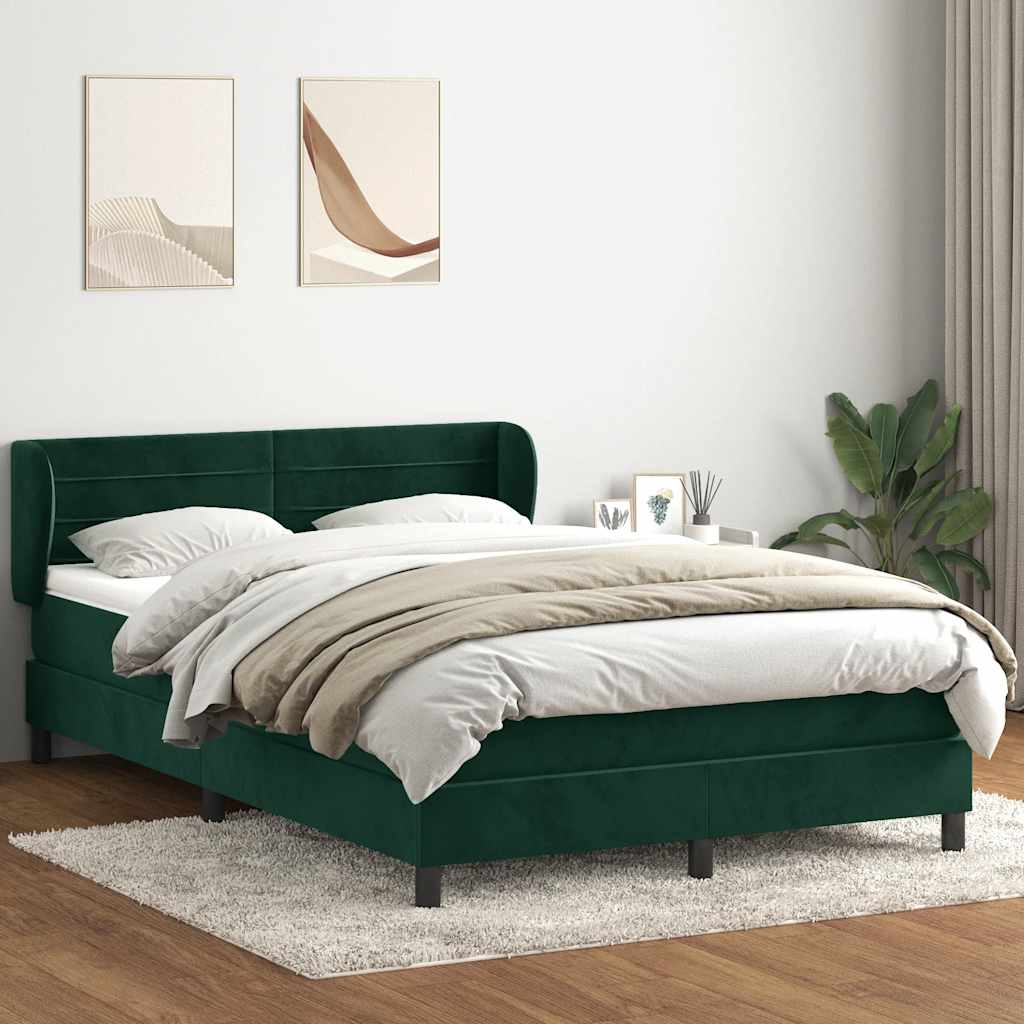 JUNG Vida Boxspringbett mit Matratze Dunkelgrün 160x210 cm Samt
