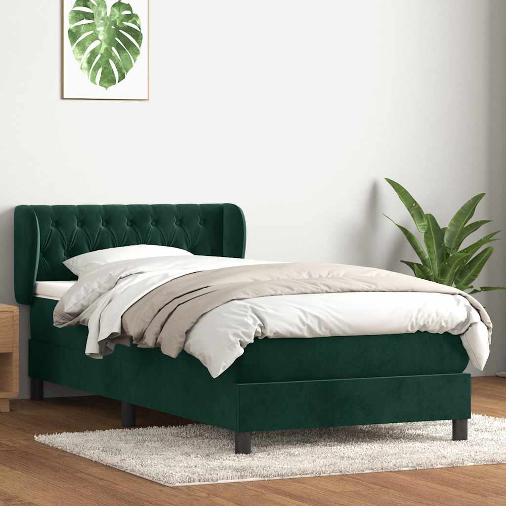 JUNG Vida Boxspringbett mit Matratze Dunkelgrün 80x220 cm Samt