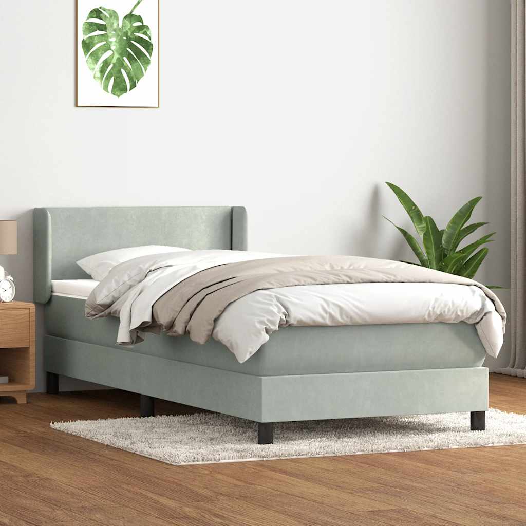 JUNG Vida Boxspringbett mit Matratze Hellgrau 80x220 cm Samt