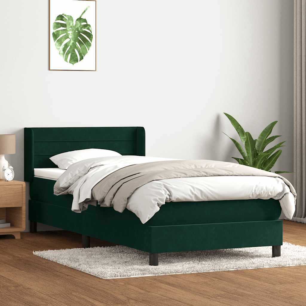 JUNG Vida Boxspringbett mit Matratze Dunkelgrün 80x220 cm Samt