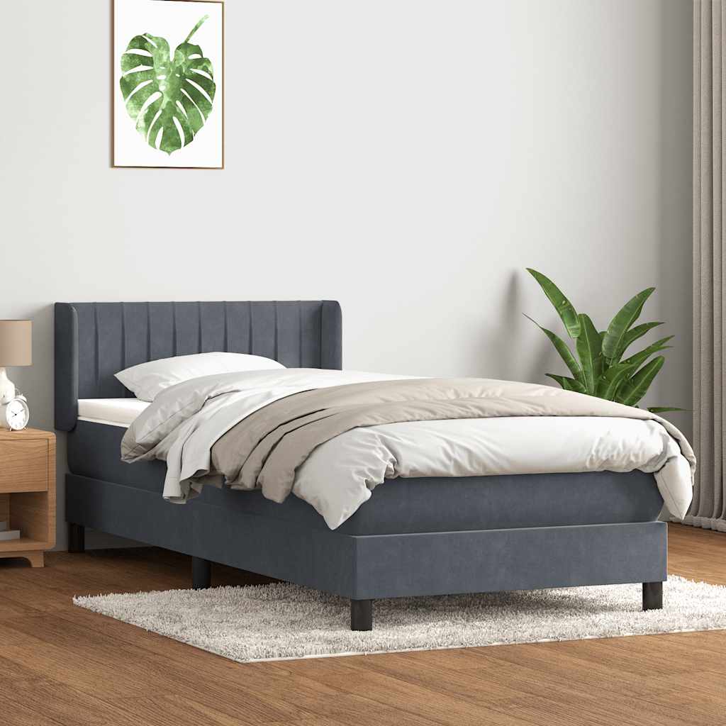 JUNG Vida Boxspringbett mit Matratze Dunkelgrau 80x210 cm Samt