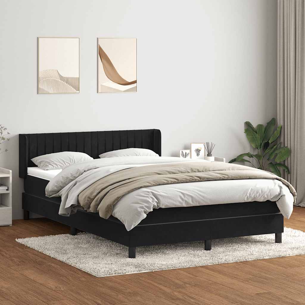 JUNG Vida Boxspringbett mit Matratze Schwarz 160x210 cm Samt