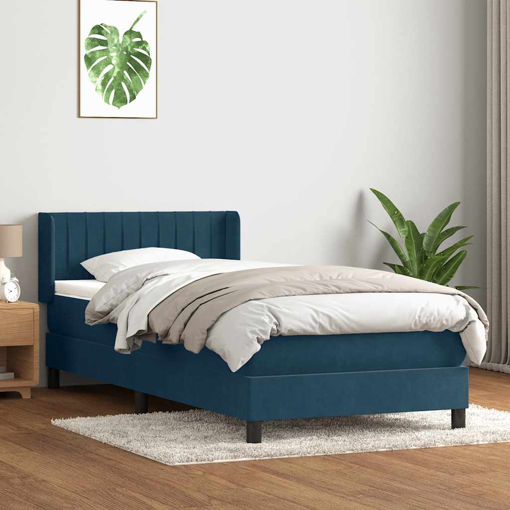 JUNG Vida Boxspringbett mit Matratze Dunkelblau 80x220 cm Samt
