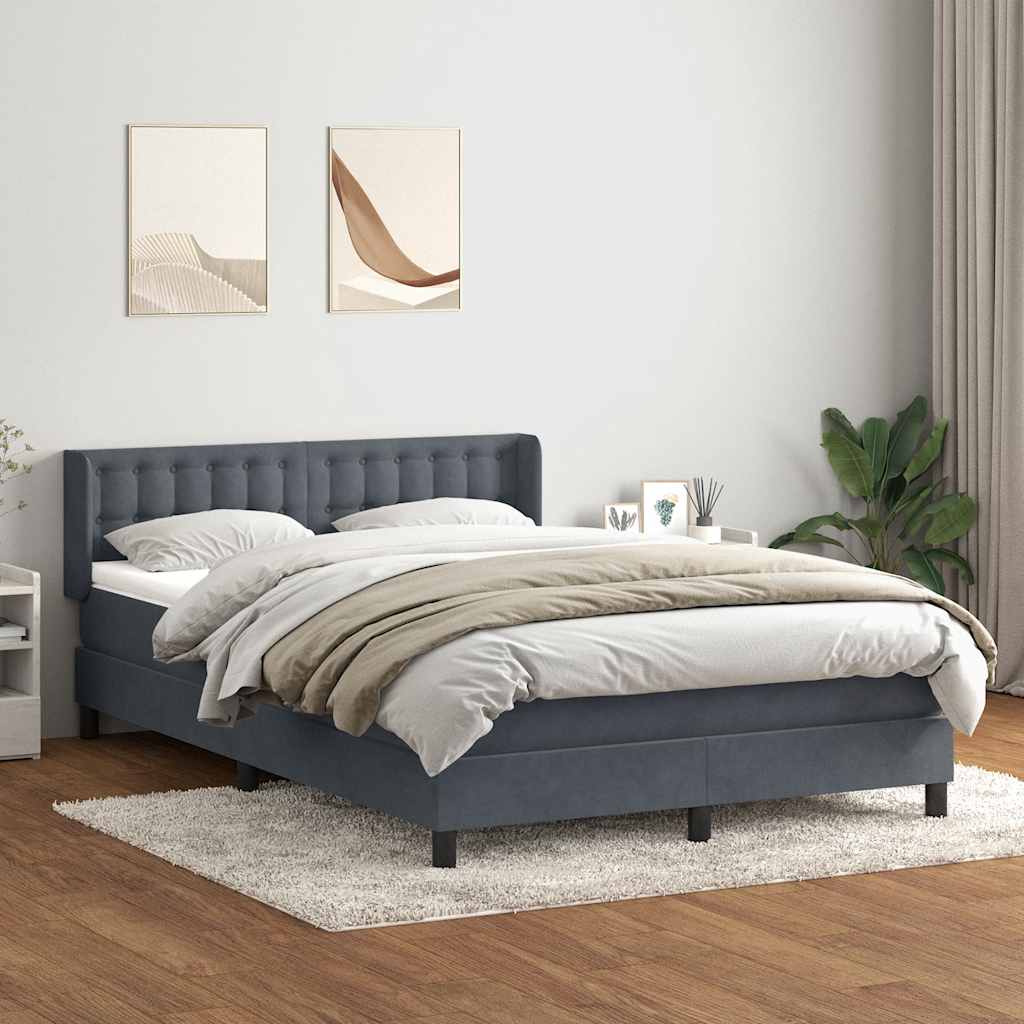 JUNG Vida Boxspringbett mit Matratze Dunkelgrau 160x220 cm Samt