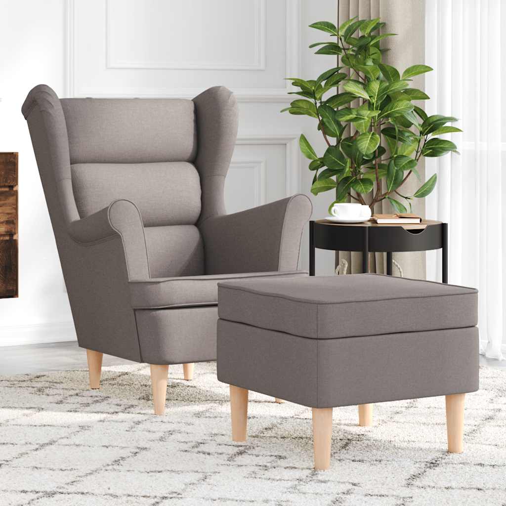 JUNG Vida Sessel mit Fußhocker Taupe Stoff