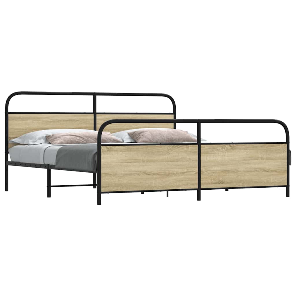 JUNG Vida Metallbett ohne Matratze Sonoma-Eiche 183x213 cm