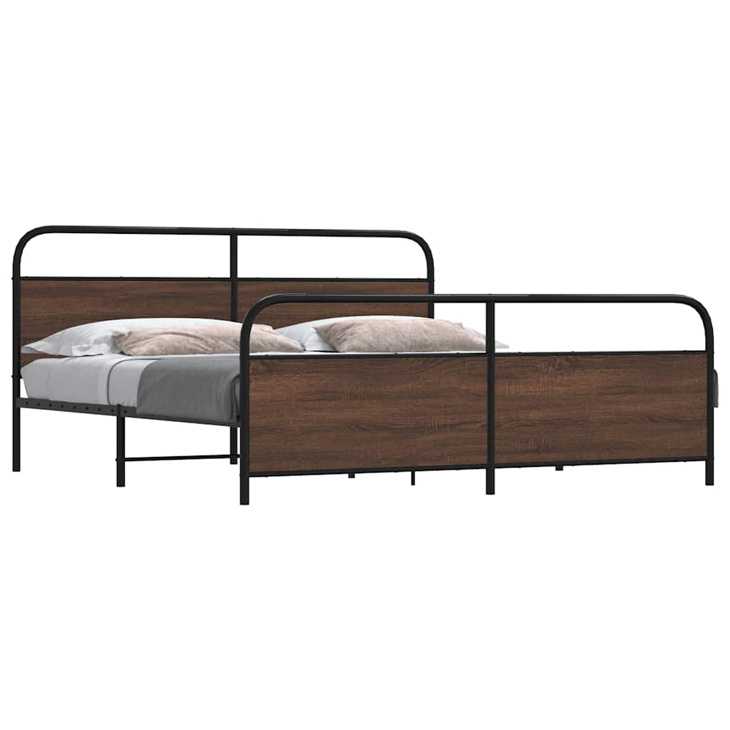 JUNG Vida Metallbett ohne Matratze Braun Eichen-Optik 193x203 cm