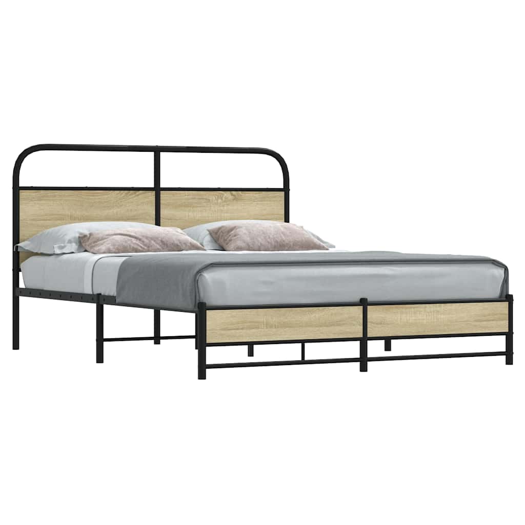 JUNG Vida Metallbett ohne Matratze Sonoma-Eiche 160x200 cm
