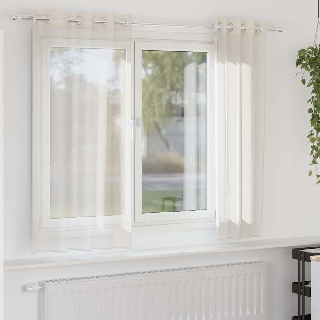 JUNG Vida Voile Vorhänge mit Ösen 2 Stk. Creme 140x140 cm